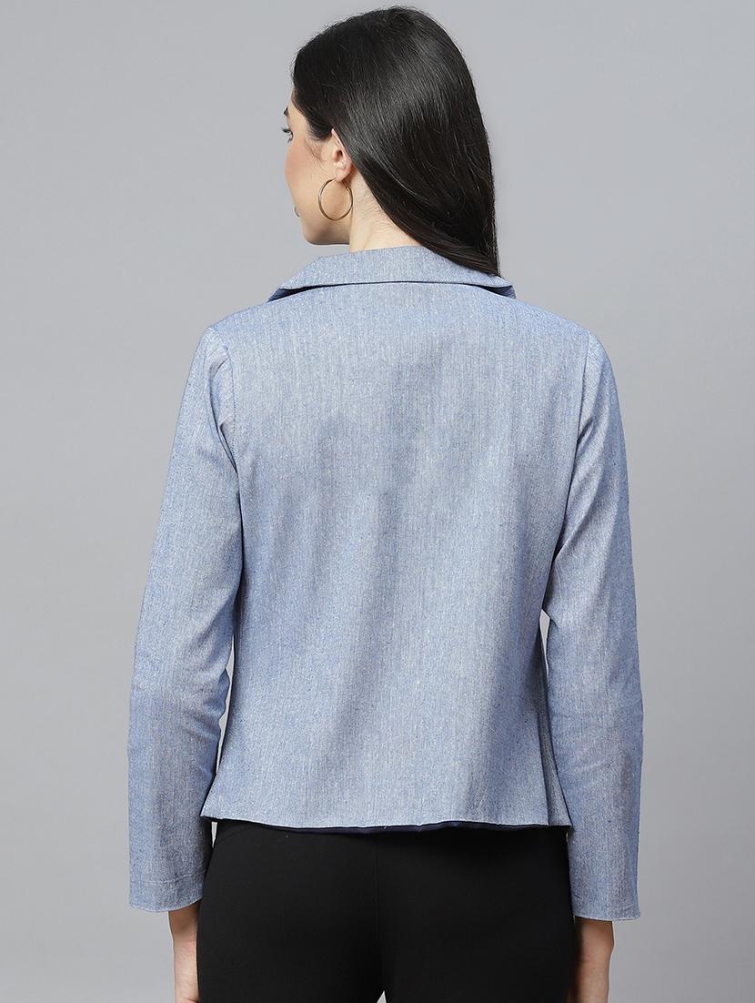 blue cotton casual blazer - 18067007 - Standard Image - 2