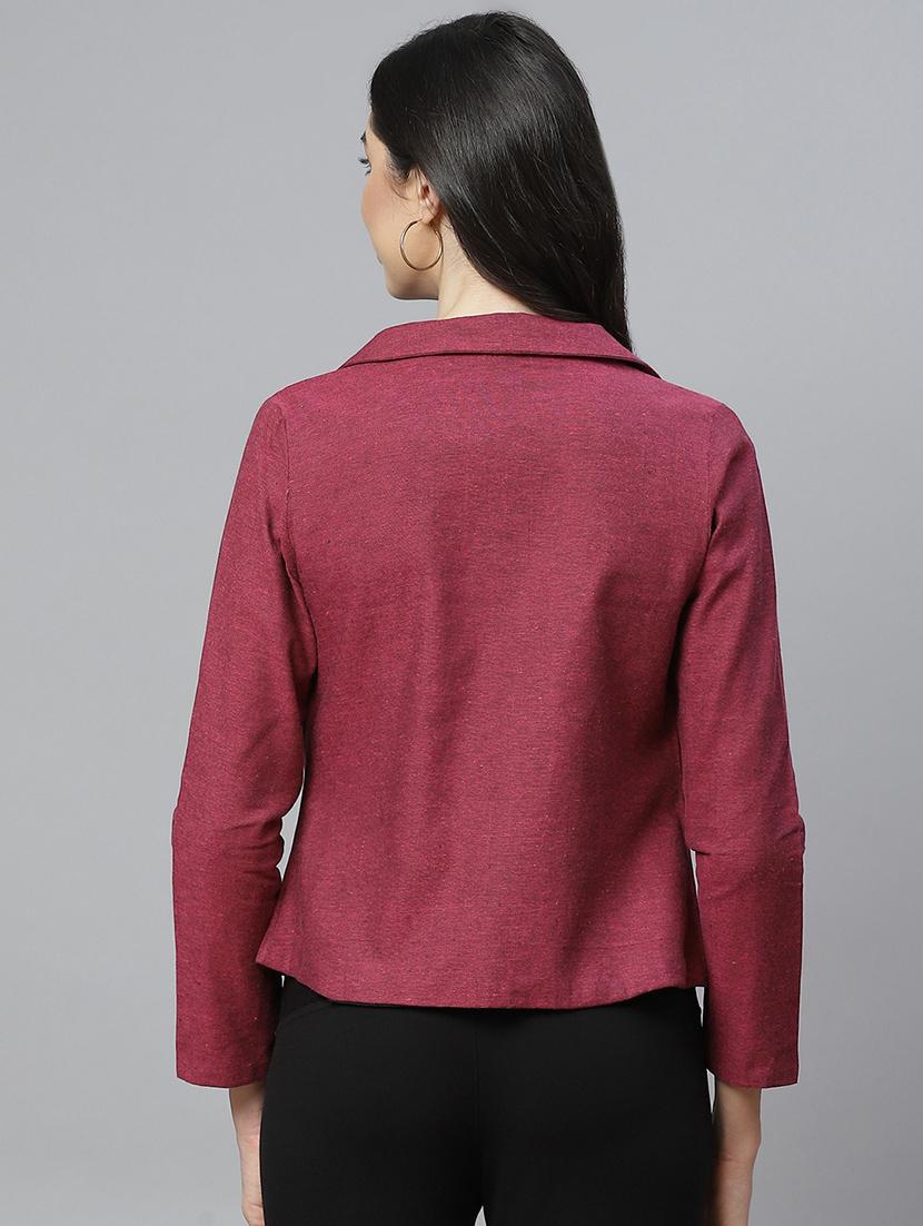 magenta cotton casual blazer - 18067008 - Standard Image - 2