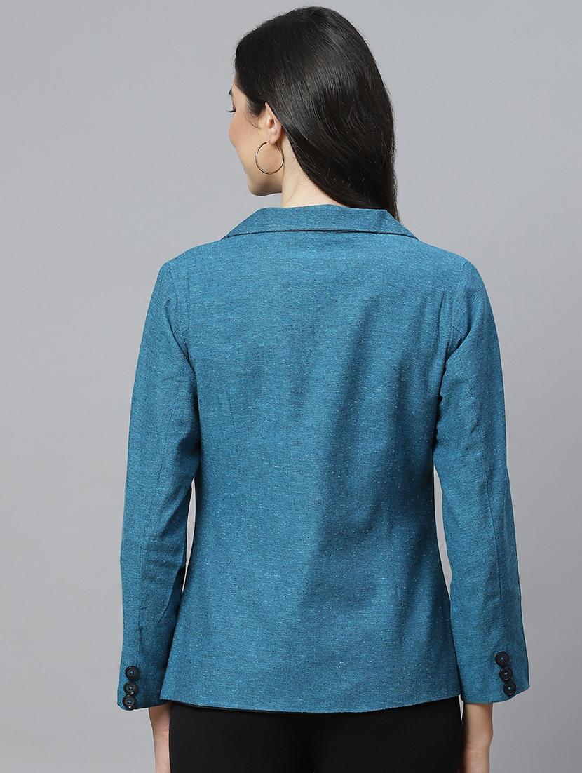 blue cotton casual blazer - 18067009 - Standard Image - 2