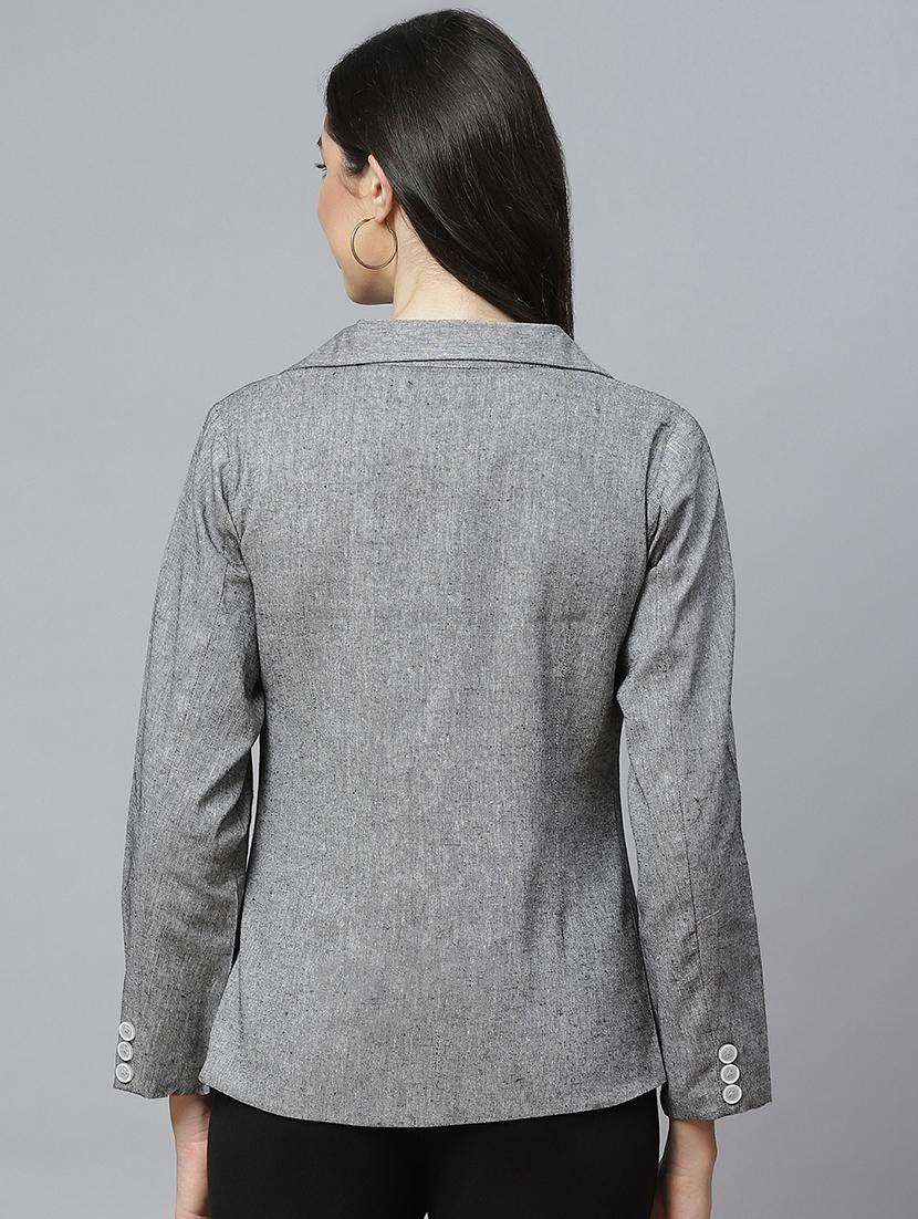 grey cotton casual blazer - 18067010 - Standard Image - 2