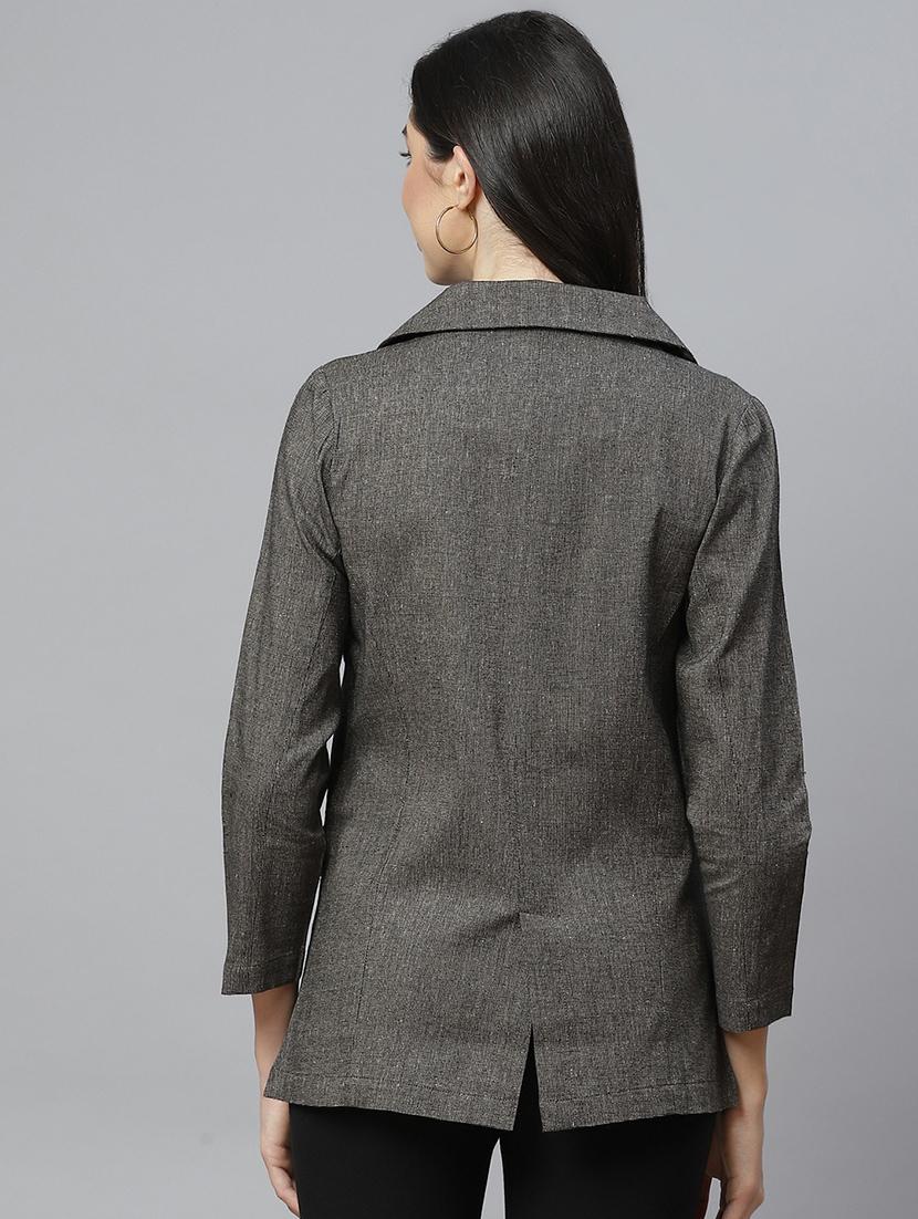 brown cotton casual blazer - 18067011 - Standard Image - 2