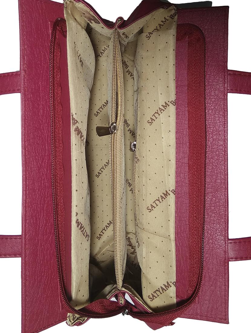 maroon leatherette (pu) handbag - 18067021 - Standard Image - 2