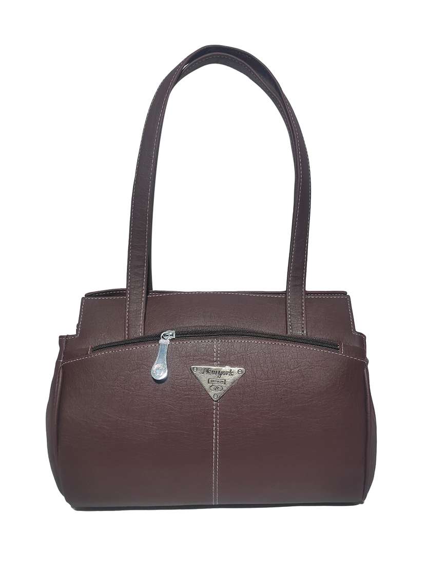 brown leatherette (pu) handbag