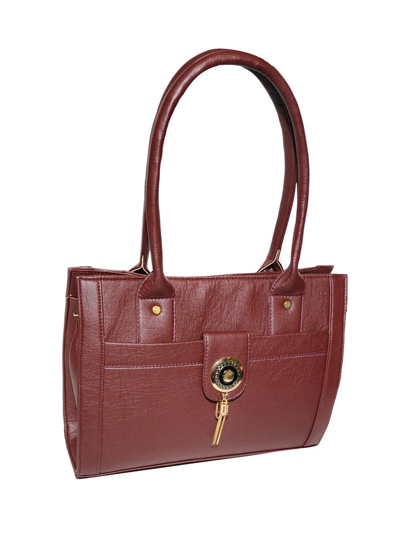 brown leatherette (pu) handbag - 18067029 -  Zoom Image - 0
