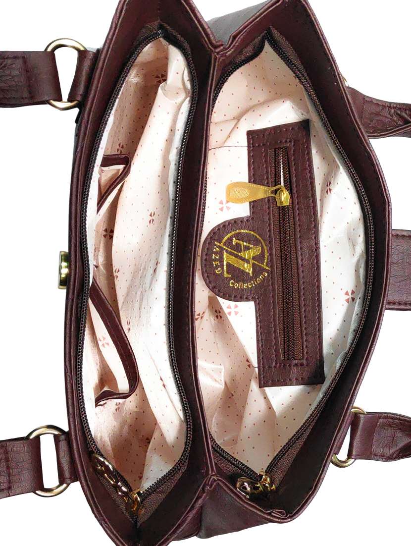 brown leatherette (pu) handbag - 18067047 - Standard Image - 2