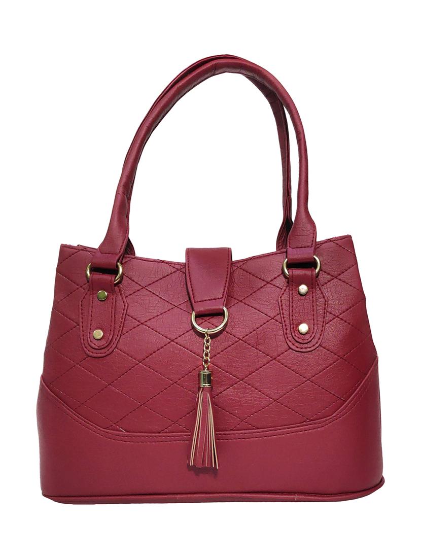 maroon leatherette (pu) handbag - 18067048 - Zoom Image - 0