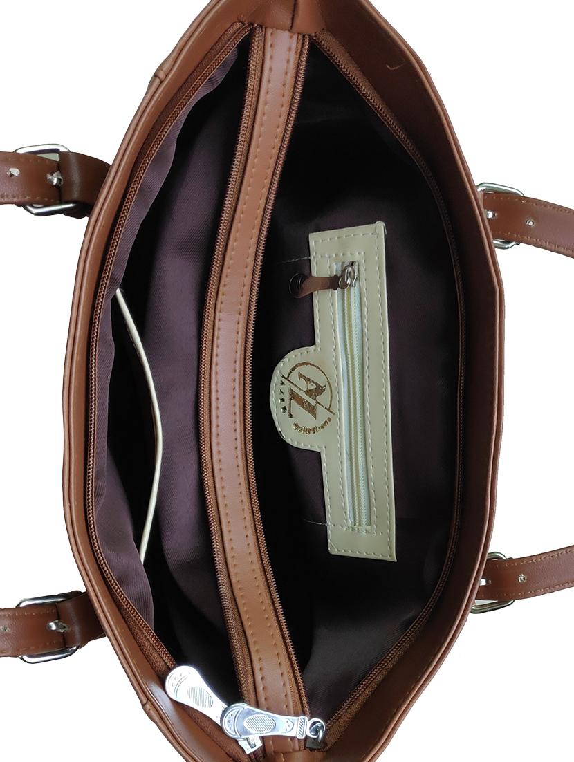 brown leatherette (pu) handbag - 18067063 - Standard Image - 2