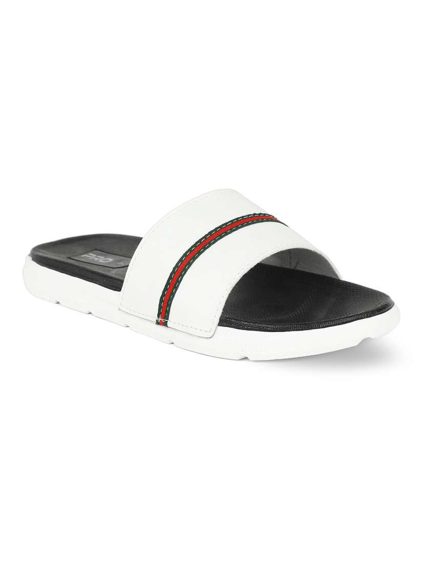 white leather slip on slippers