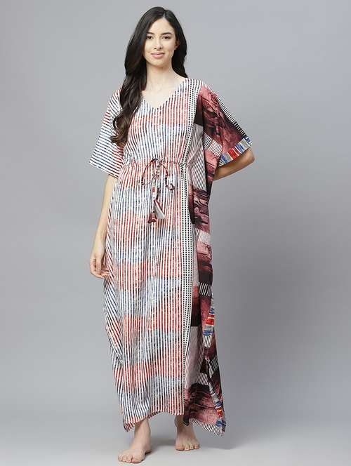multi colored crepe maxi kaftan - 18067804 - Standard Image - 0