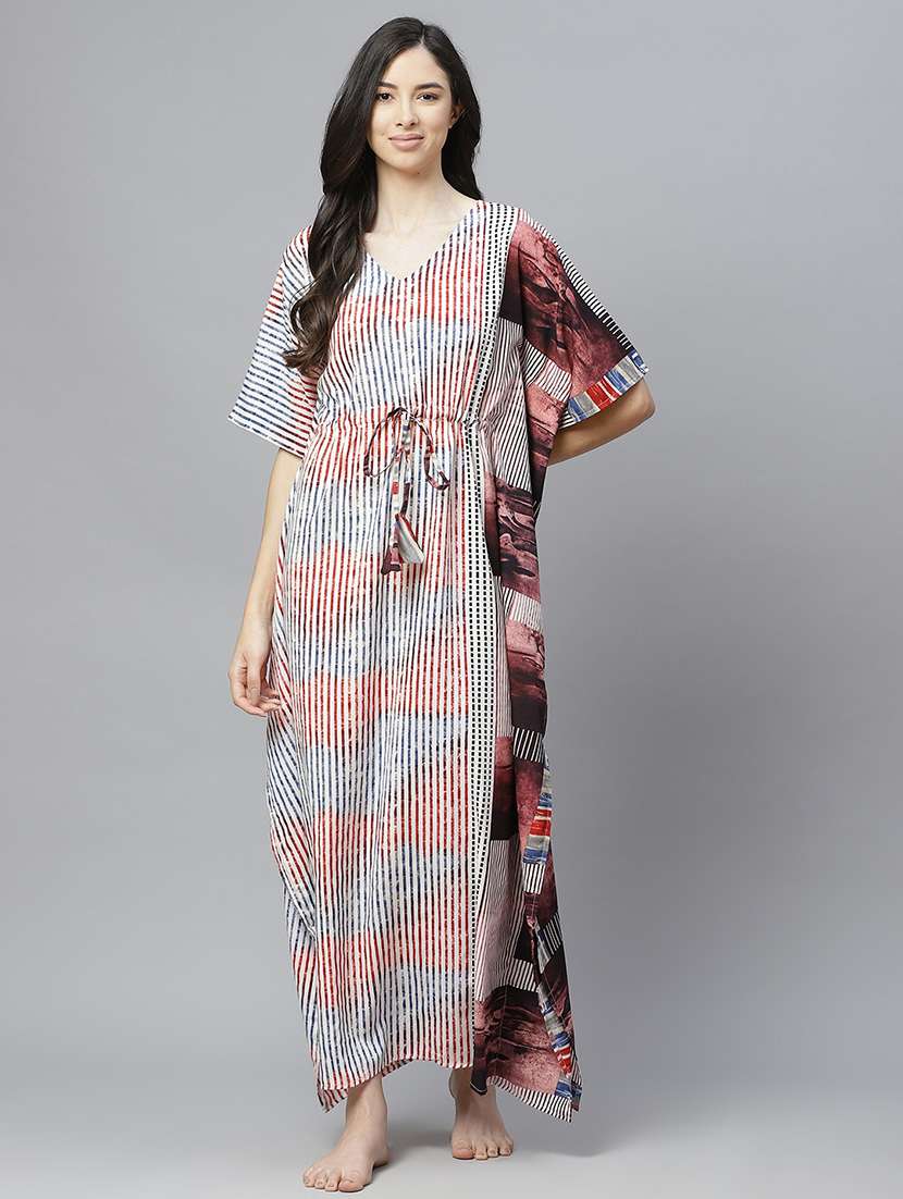 multi colored crepe maxi kaftan