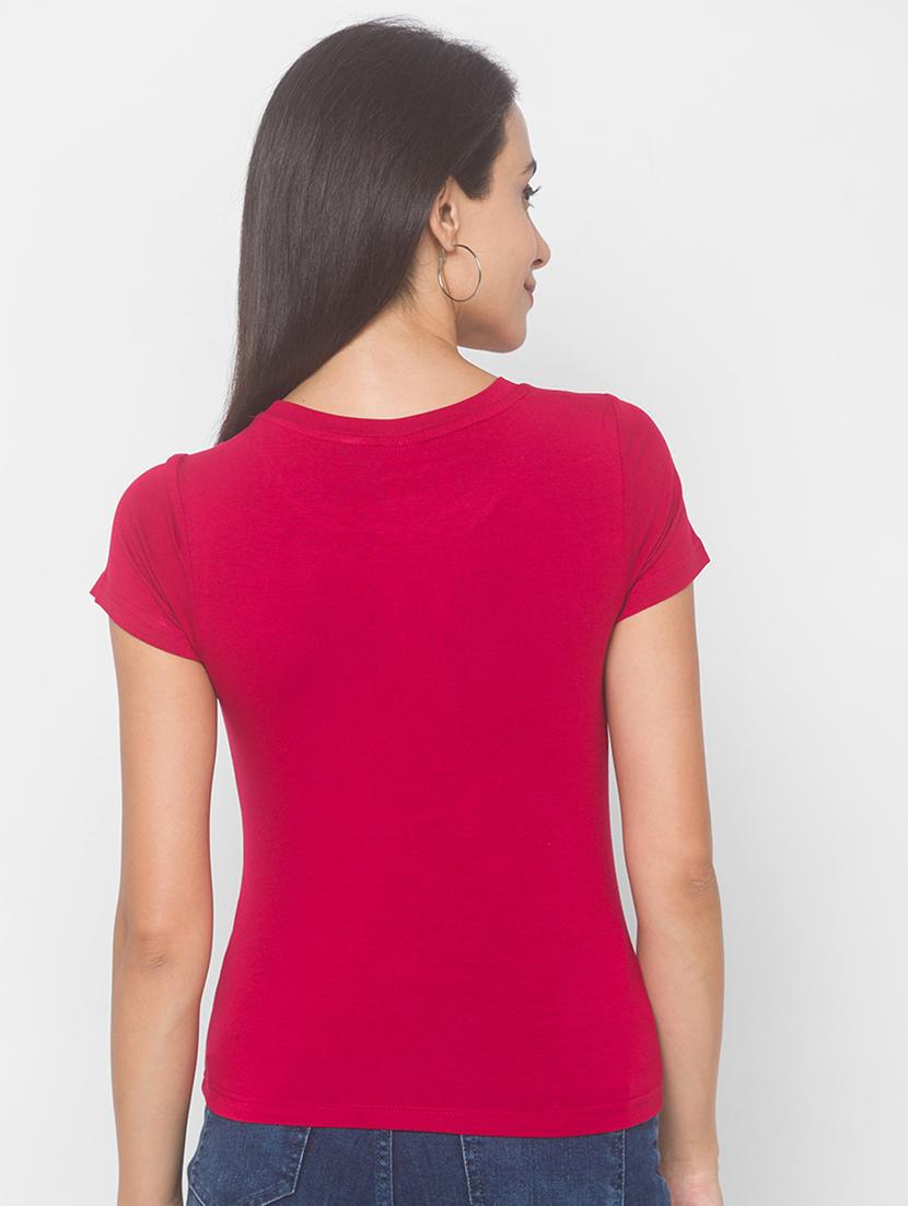 women's plain round neck t-shirt - 18068213 - Standard Image - 2