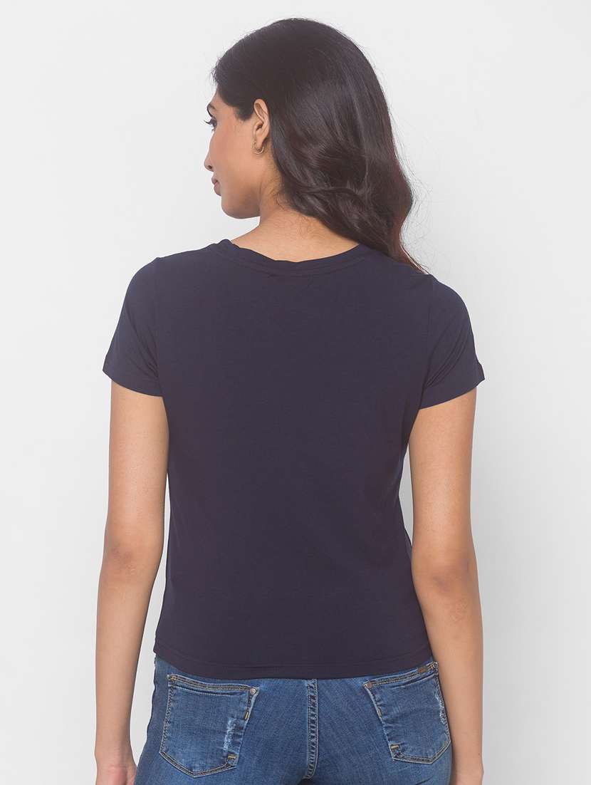 women's plain round neck t-shirt - 18068214 - Standard Image - 2