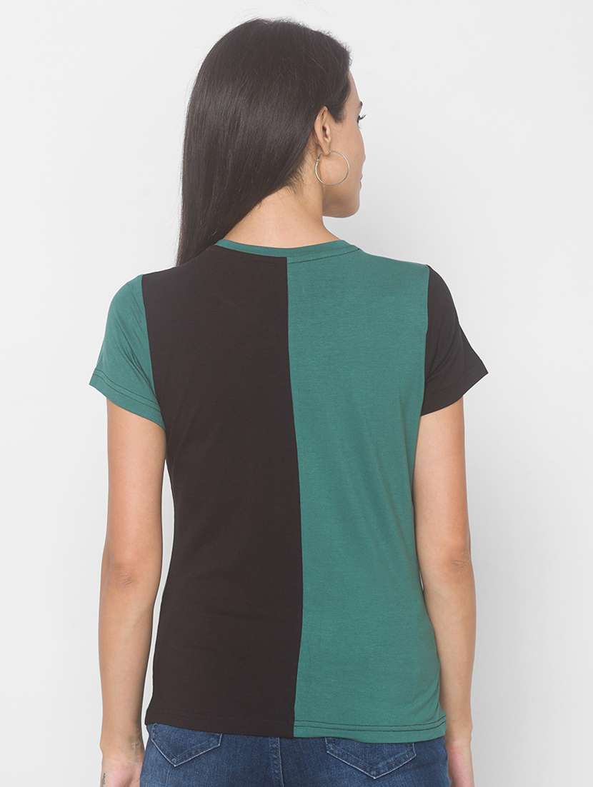 women's color block round neck t-shirt - 18068216 -  Standard Image - 2
