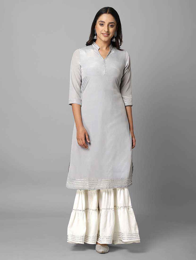 grey crepe kurta sharara  set