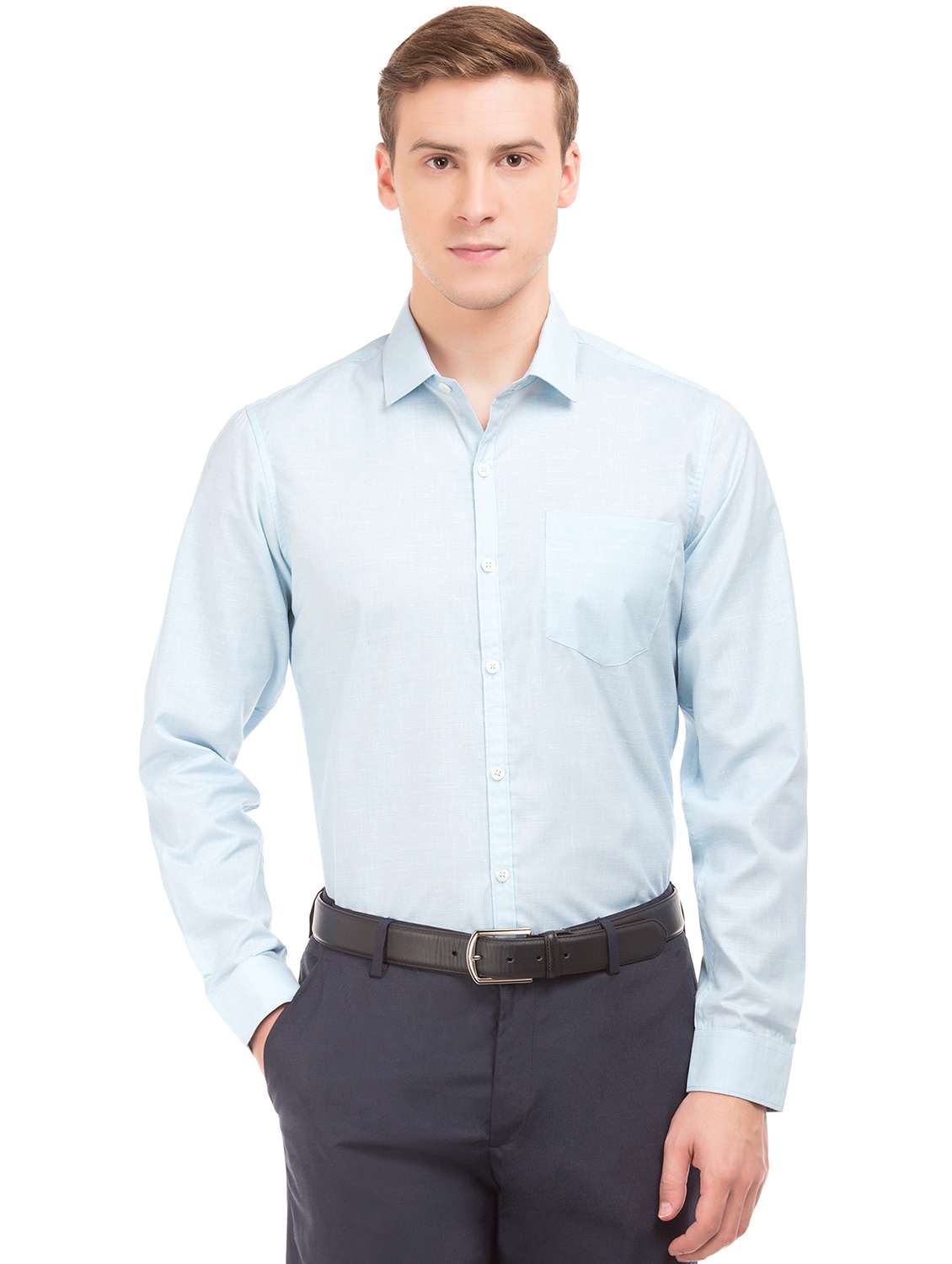 blue solid formal shirt
