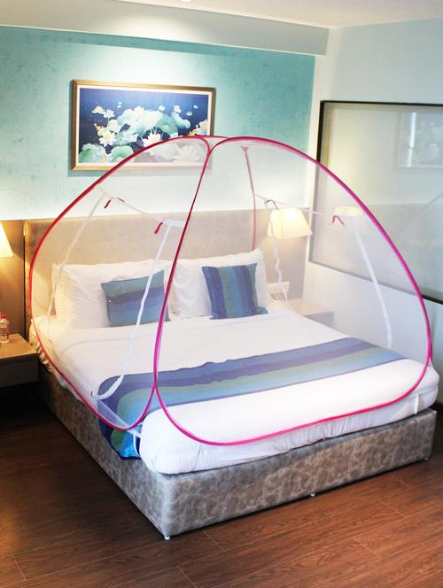 silver shine pink mosquito net foldable double bed net king size - 18069528 - Standard Image - 0