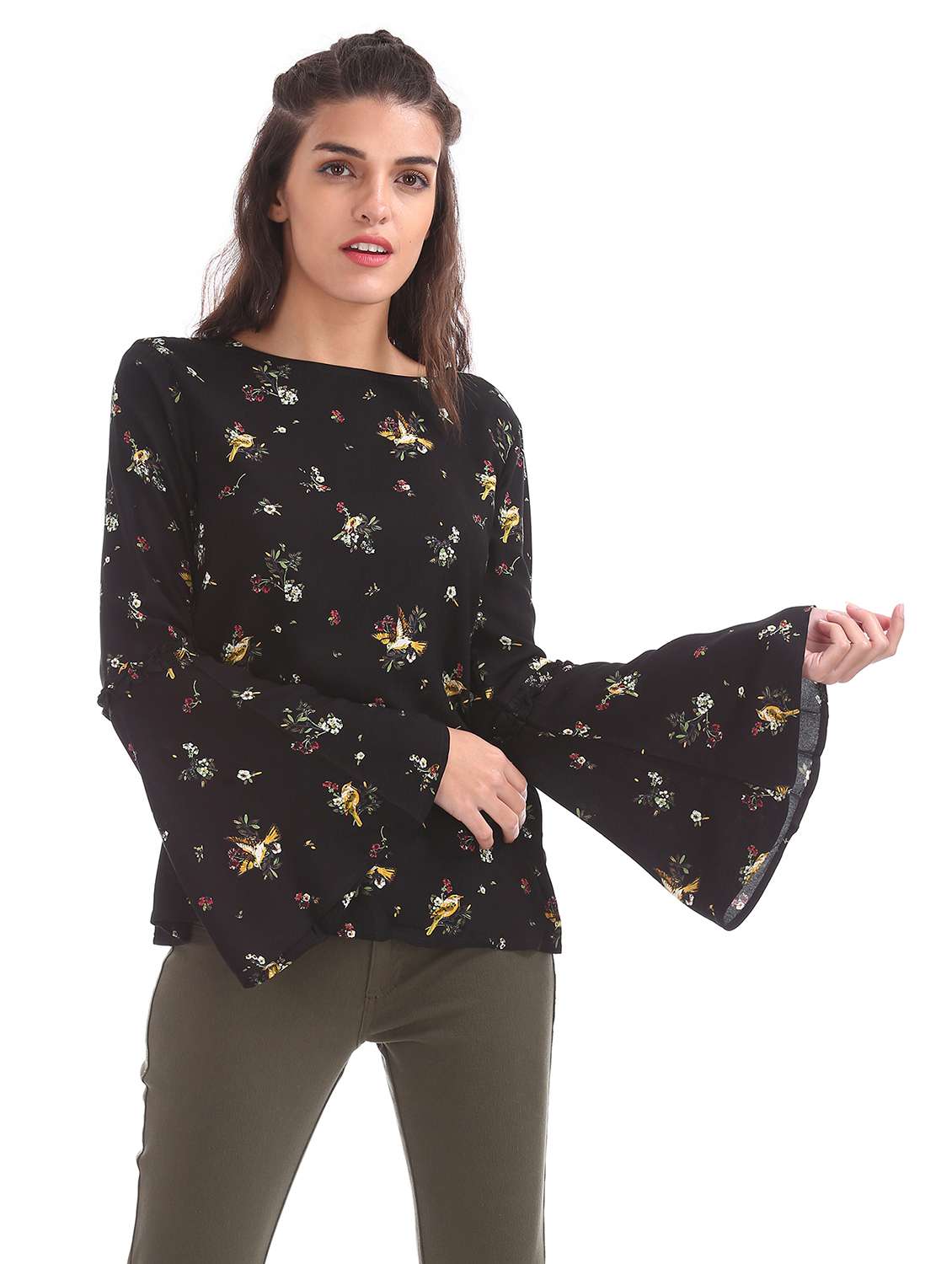 black rayon regular top