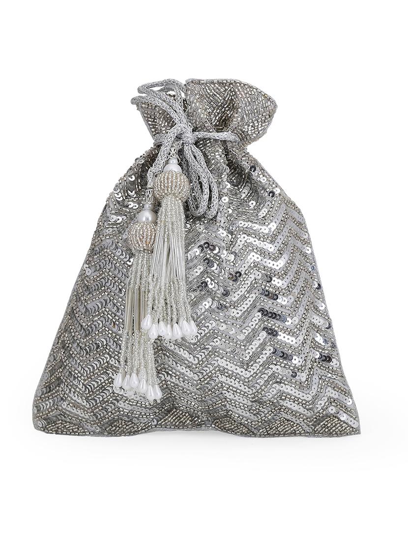 silver silk regular potli - 18072616 -  Zoom Image - 0
