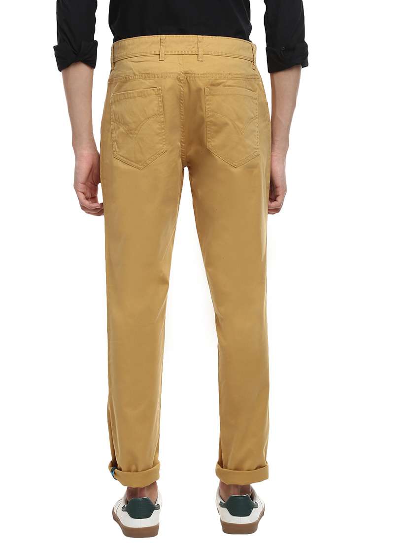 beige solid chinos casual trouser - 18073819 -  Standard Image - 2