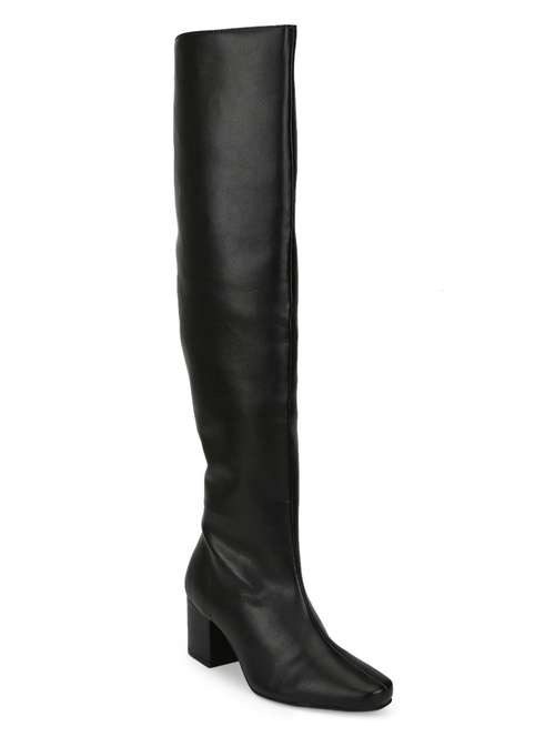 black pu knee length  boots - 18075995 -  Standard Image - 0
