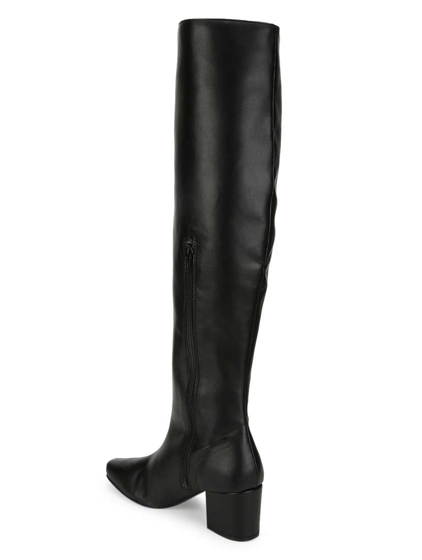 black pu knee length  boots - 18075995 -  Standard Image - 2