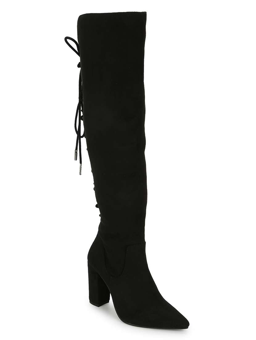black suede knee length boots - 18076000 - Zoom Image - 0