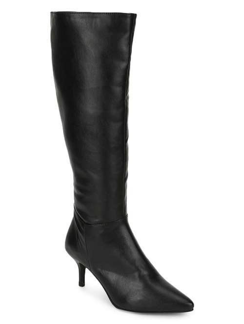 black pu knee length boots - 18076004 - Standard Image - 0