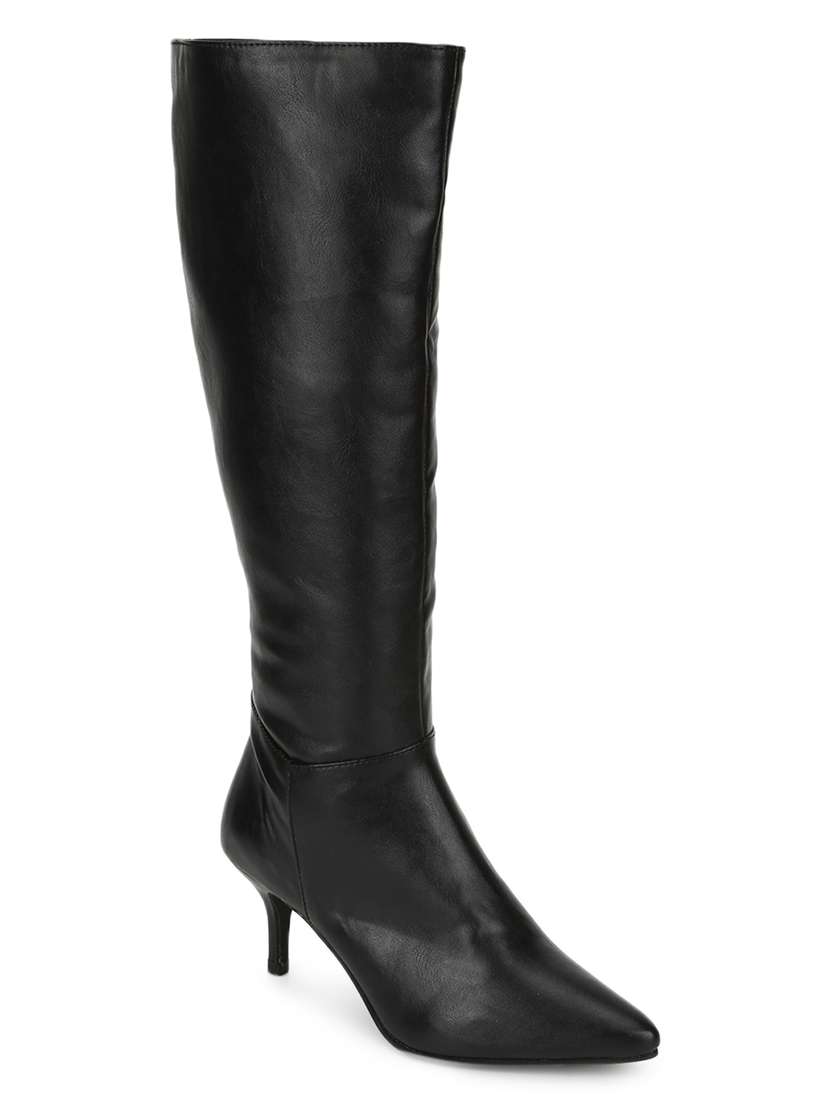 black pu knee length boots - 18076004 - Zoom Image - 0