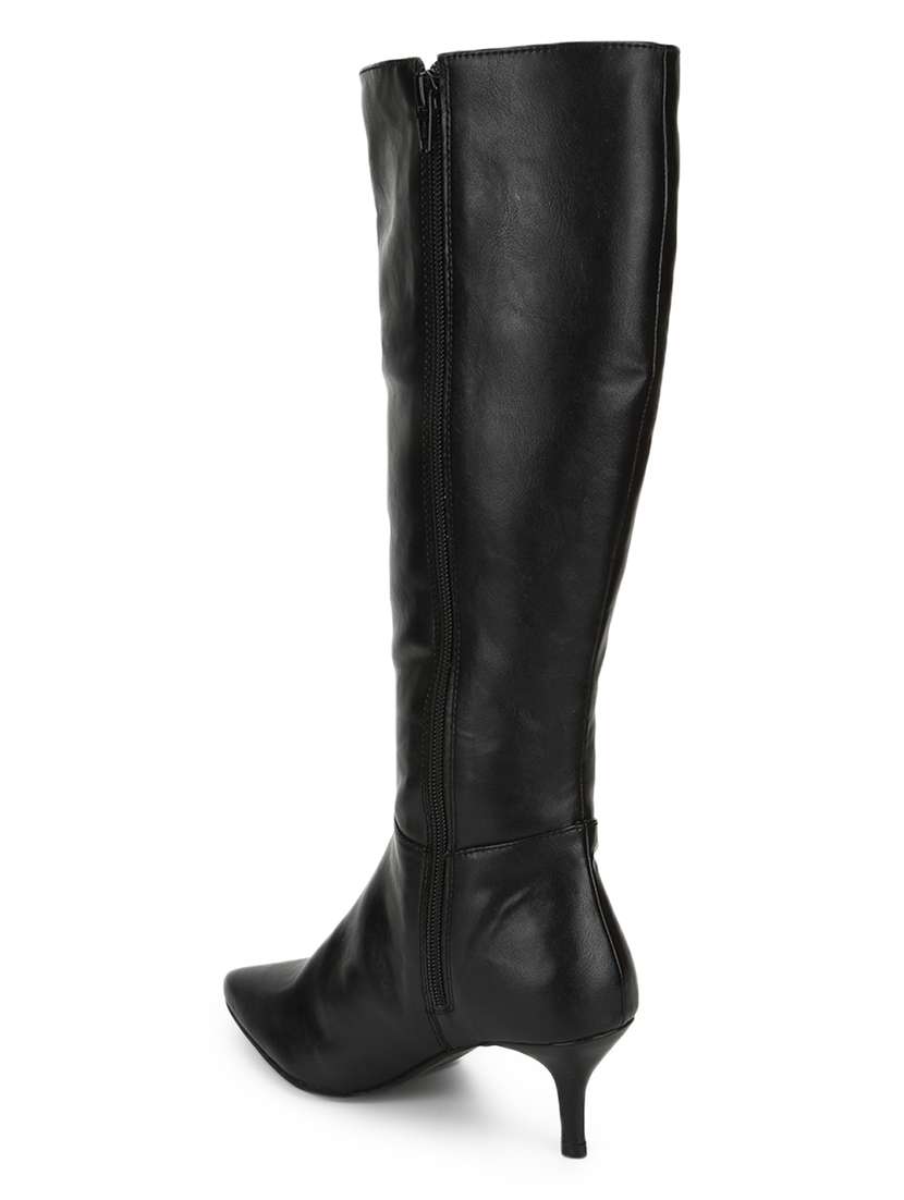 black pu knee length boots - 18076004 - Standard Image - 2