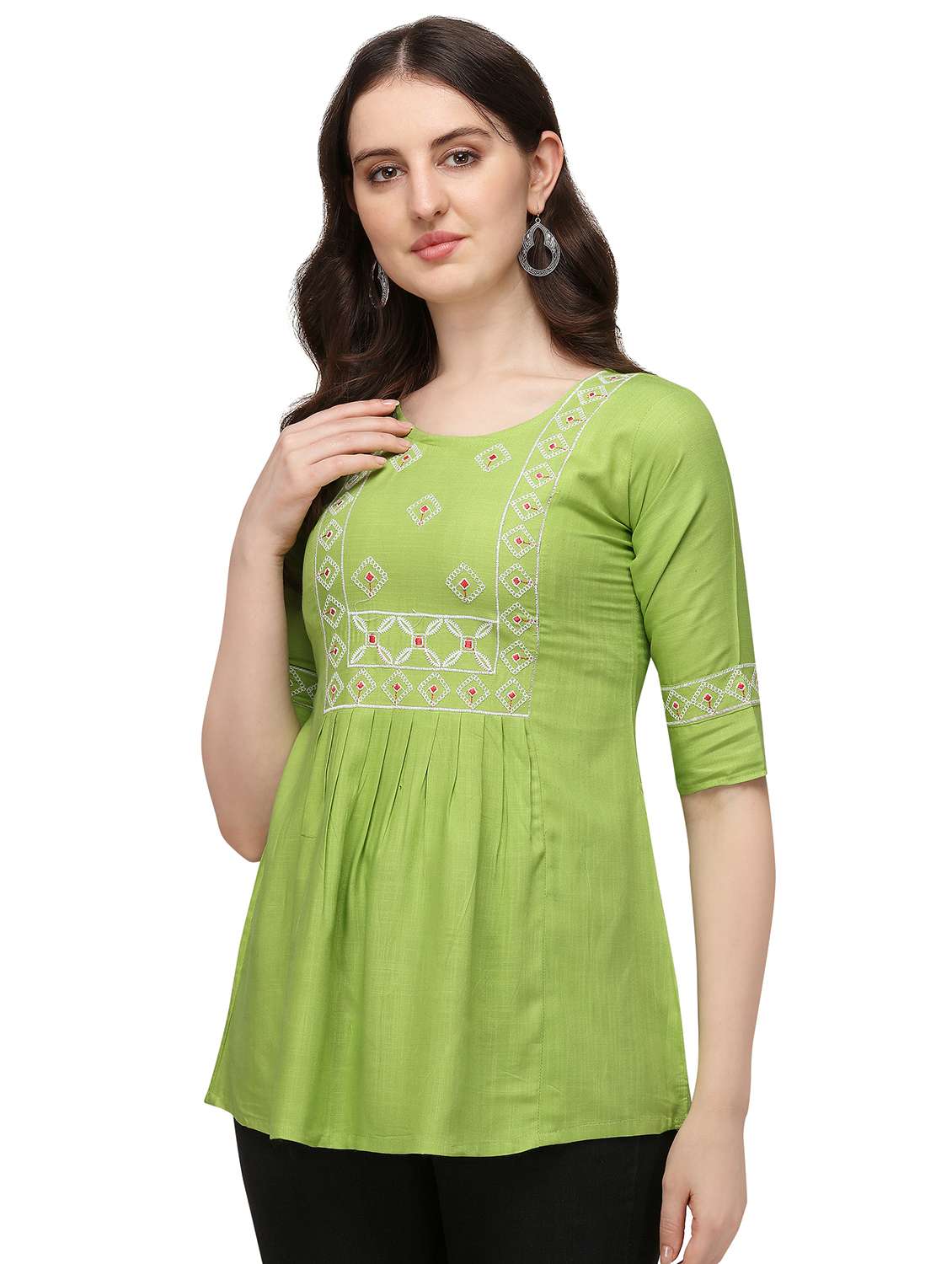 green rayon regular tunic