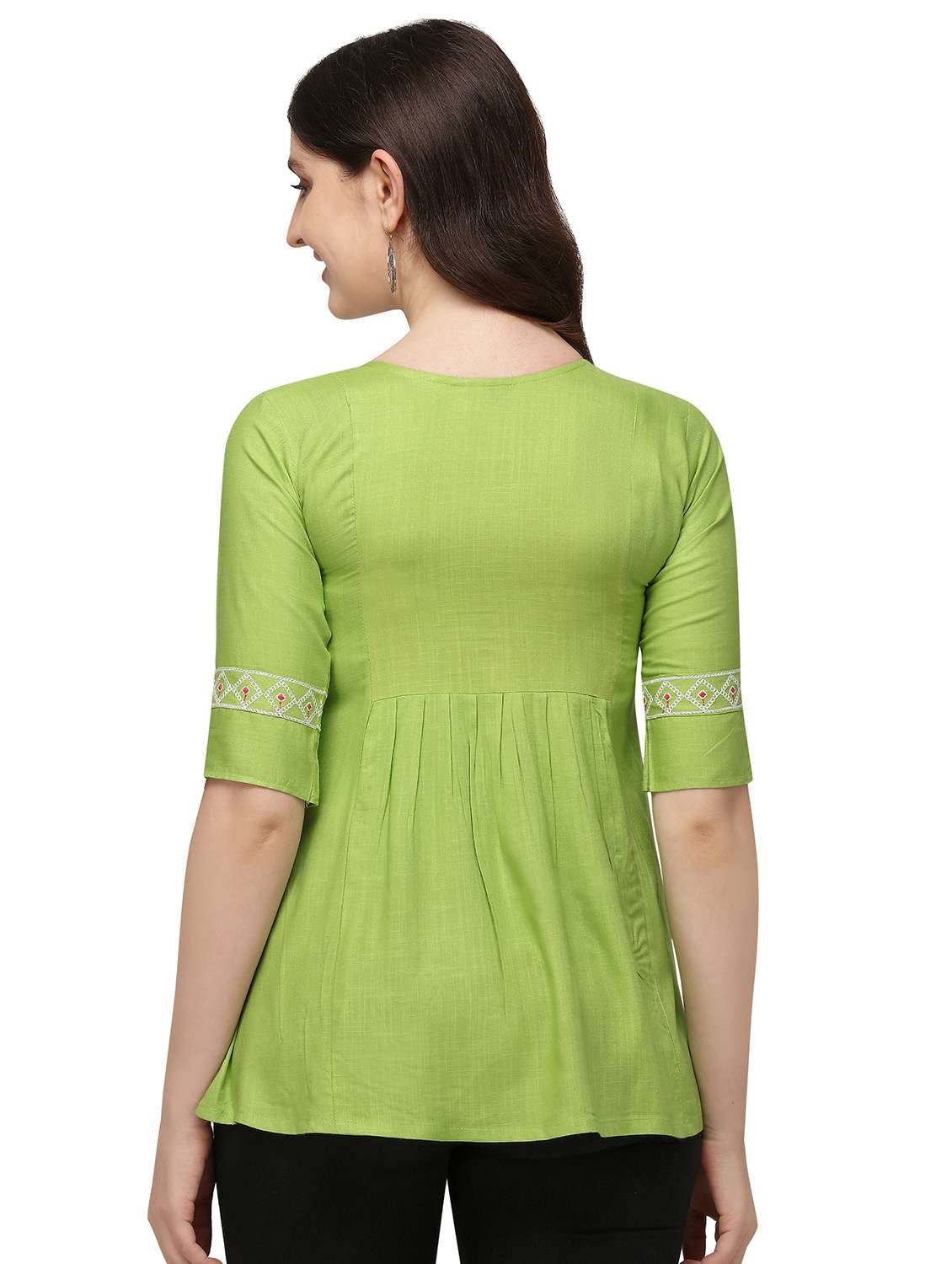 green rayon regular tunic - 18076041 -  Standard Image - 2