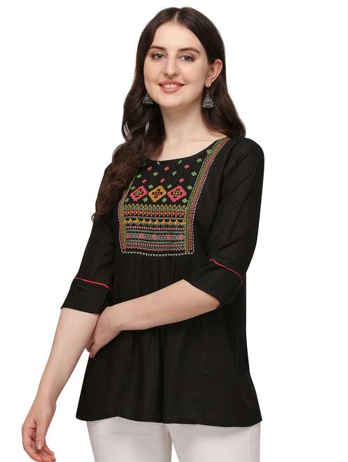 black rayon regular tunic - 18076043 -  Standard Image - 0