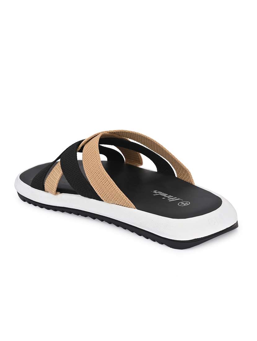 black fabric slip on slippers - 18076182 -  Standard Image - 2