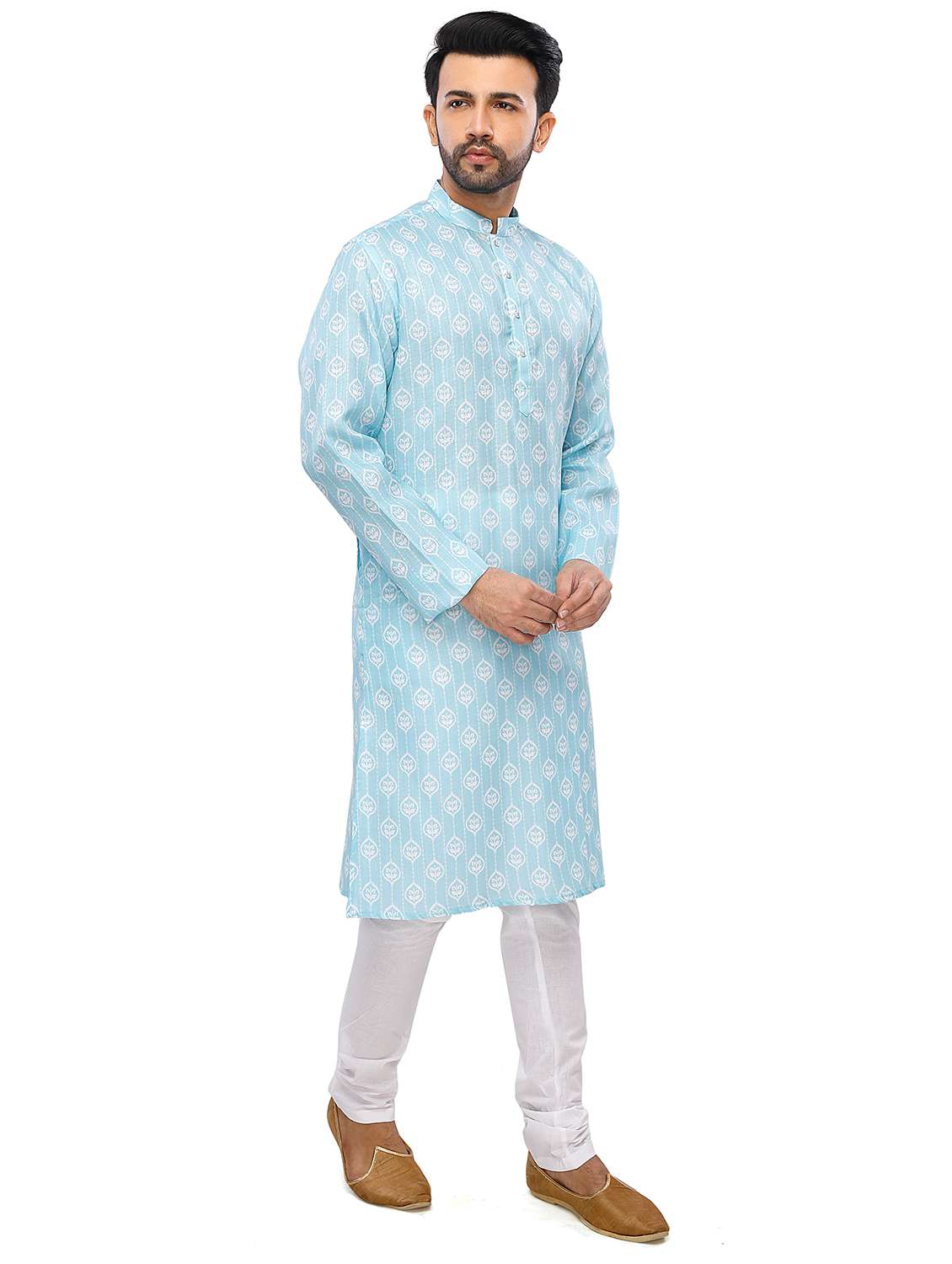 printed kurta pyjama ethnic wear set - 18076648 - Standard Image - 2