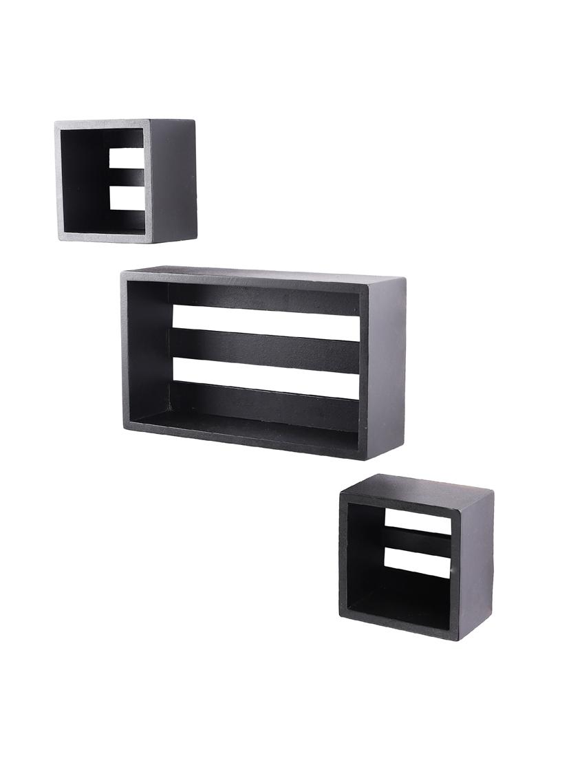 home sparkle wall mount floating wall shelves bed room, living room, office, restaurant, home décor set of 3 (black) - 18078274 - Standard Image - 2