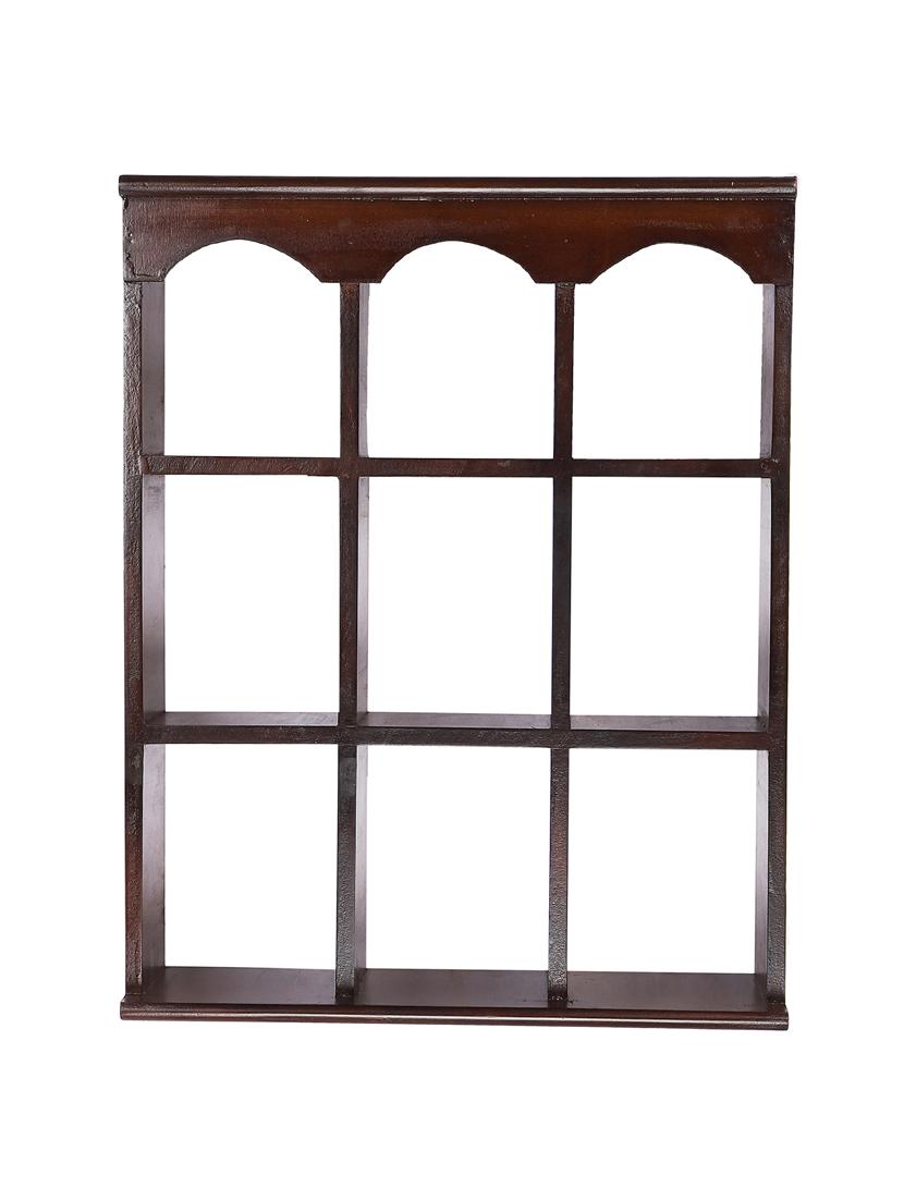 home sparkle engineered wood multipurpose nine partition compartment wall shelf rack (black) - 18078295 - Standard Image - 2