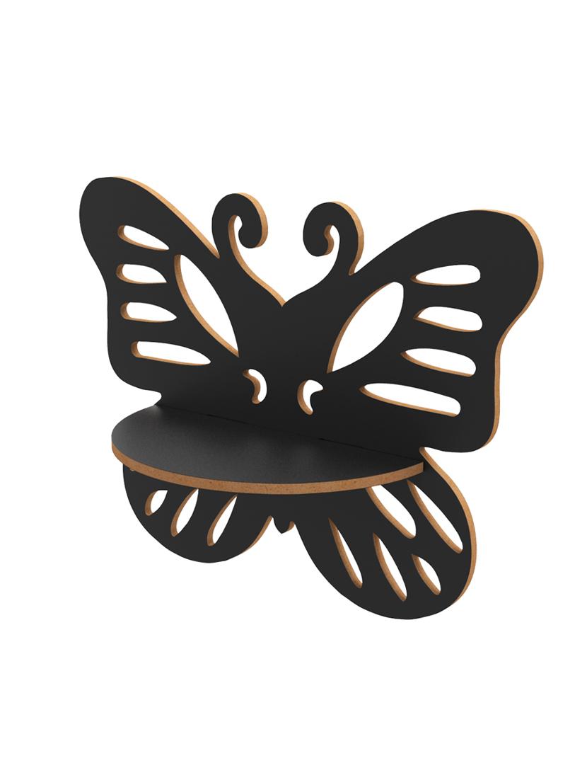 home sparkle butterfly shaped wall shelf mdf wall shelf rack wall mounted floating shelves (dark brown) - 18078312 - Standard Image - 2