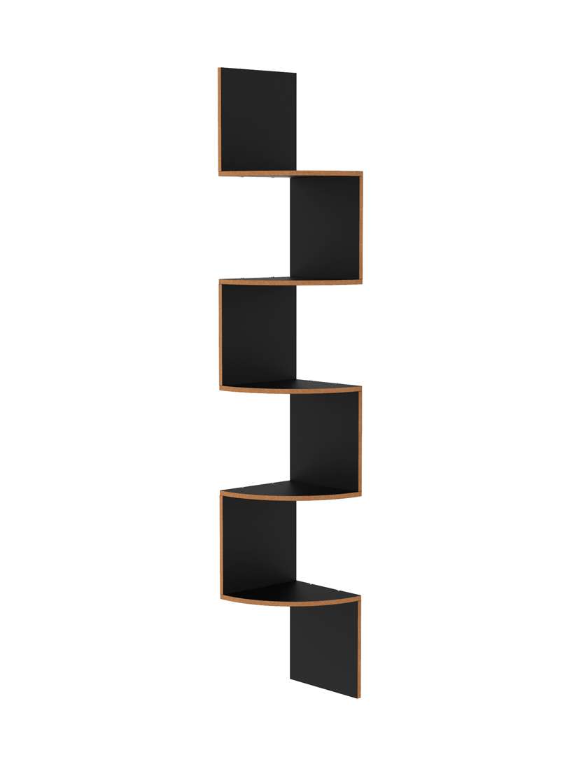 home sparkle wooden zig zag wall shelves corner shelf for living room (dark brown) - 18078316 -  Standard Image - 2