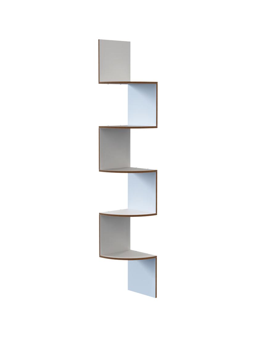 home sparkle wooden zig zag wall shelves corner shelf for living room (dark brown) - 18078317 - Standard Image - 2