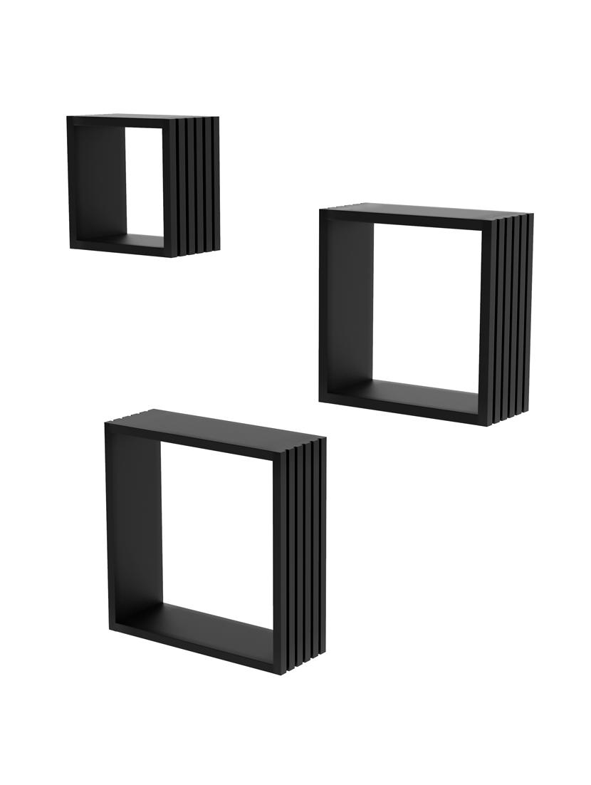 home sparkle louvers design wall mounted floating shelves for living room, bedroom set of 3(black) - 18078318 - Standard Image - 2