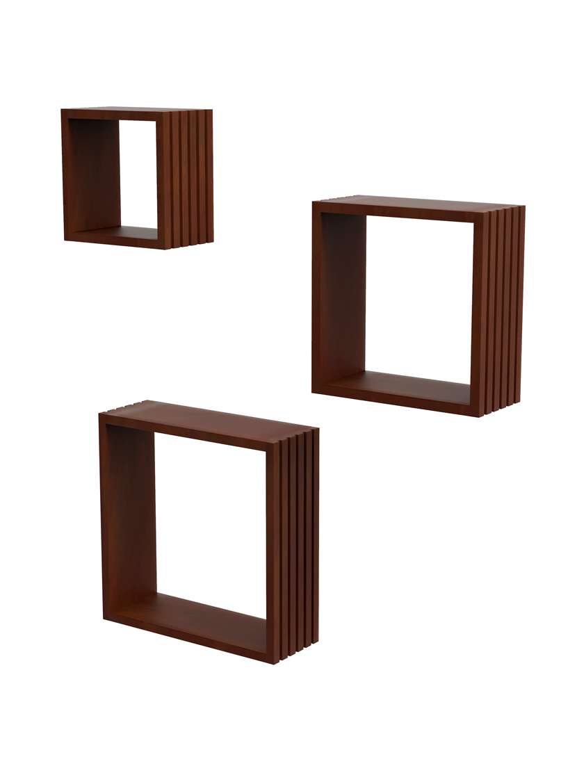 home sparkle louvers design wall mounted floating shelves for living room, bedroom set of 3(black) - 18078319 -  Standard Image - 2