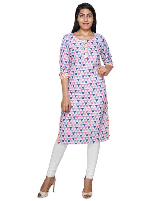 multi colored geometric print straight kurta - 18079407 - Standard Image - 0