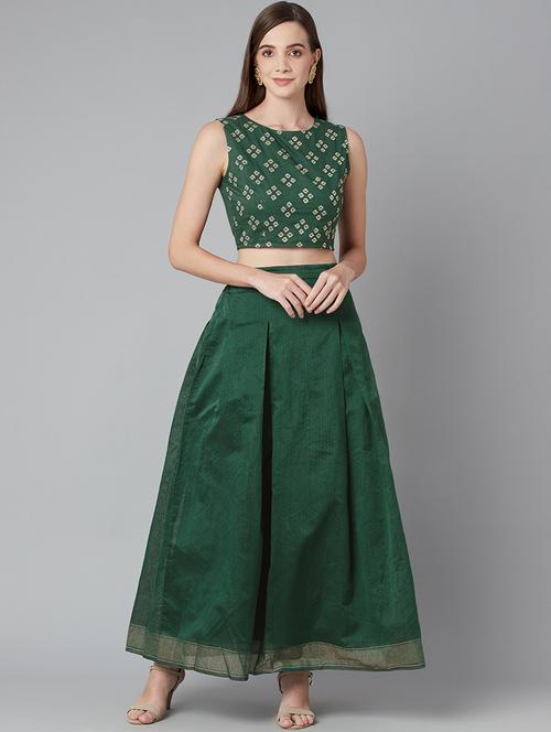 green cotton skirt top set - 18079725 - Standard Image - 0