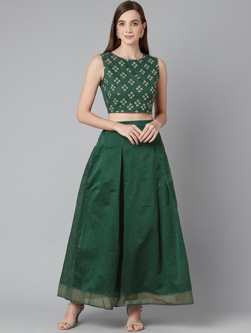 green cotton skirt top set - 18079725 - Zoom Image - 0