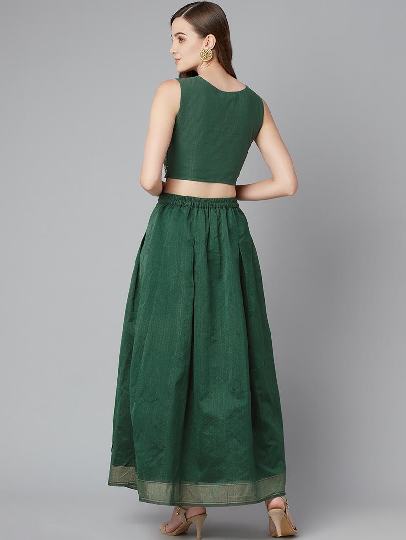 green cotton skirt top set - 18079725 - Standard Image - 2