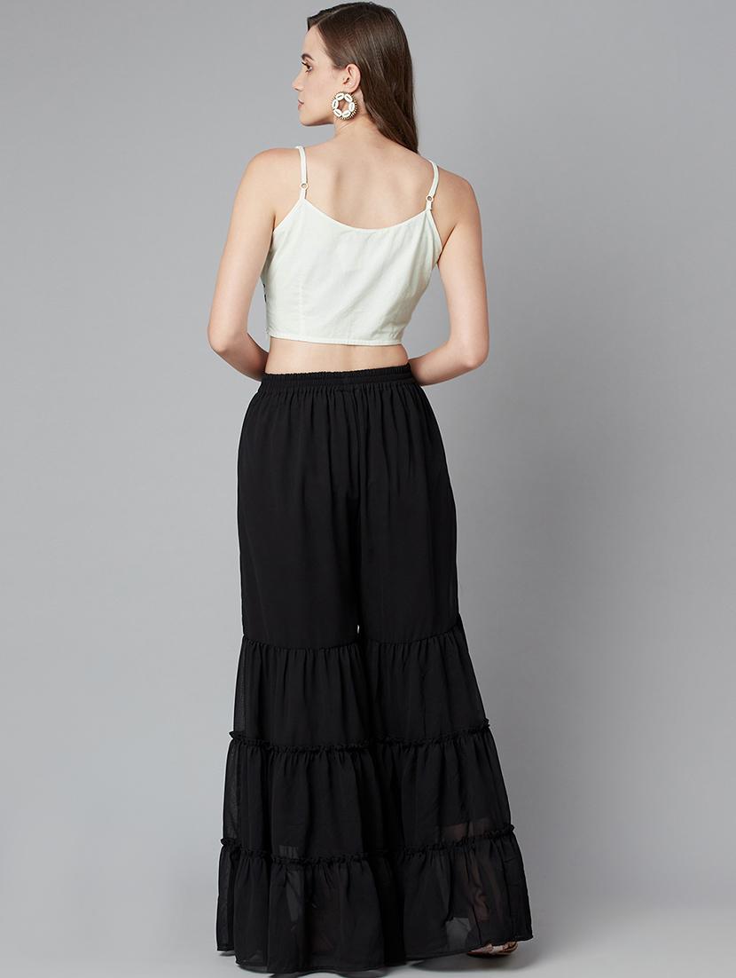 white embroidered top and sharara set - 18079727 - Standard Image - 2