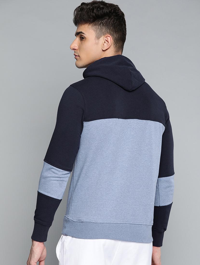 blue chest-printed color blocked sweatshirt - 18079750 - Standard Image - 2
