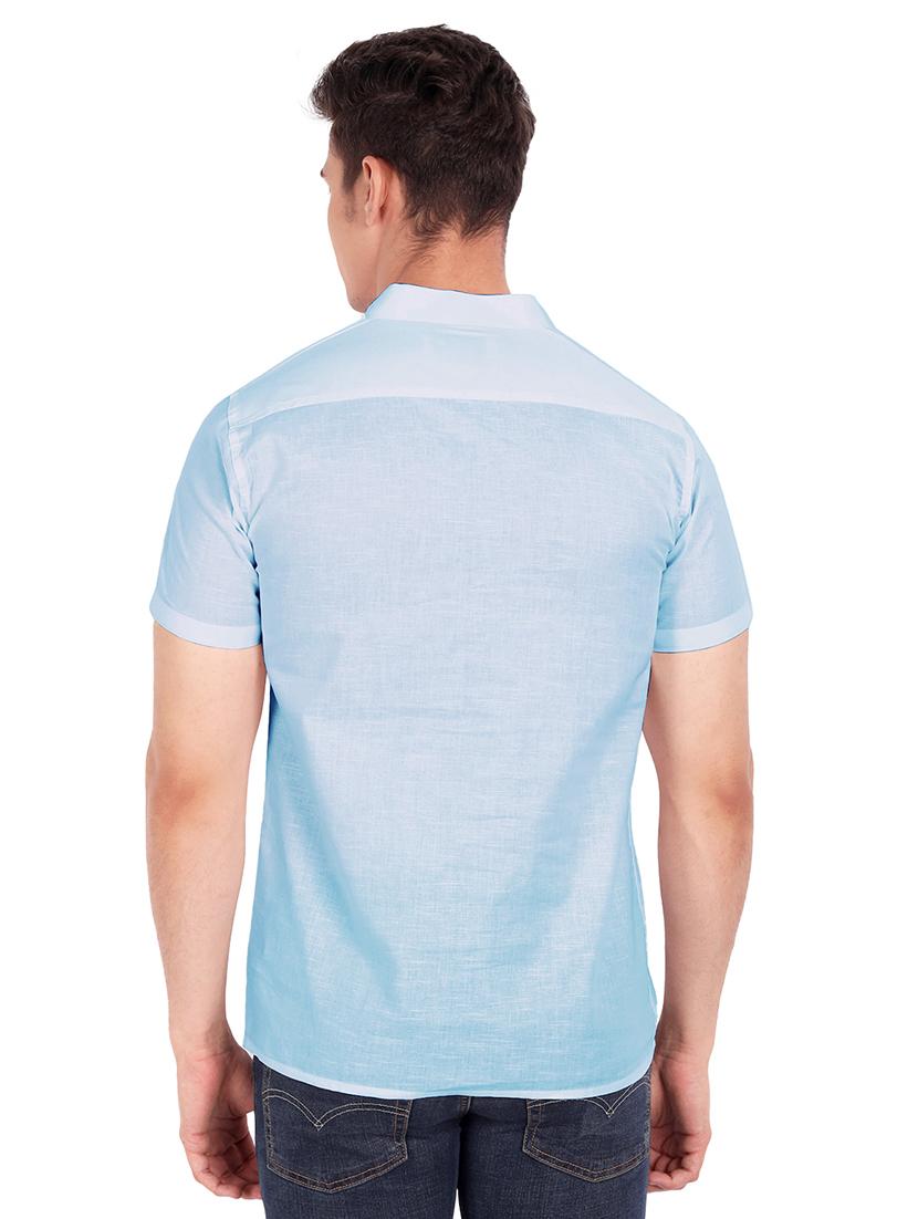 light blue solid short kurta - 18079861 - Standard Image - 2