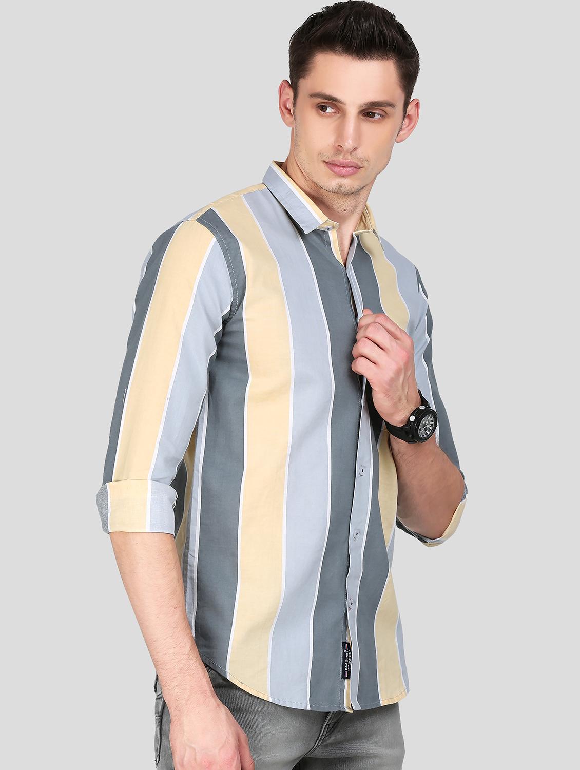 yellow stripe casual shirt - 18079961 - Standard Image - 2