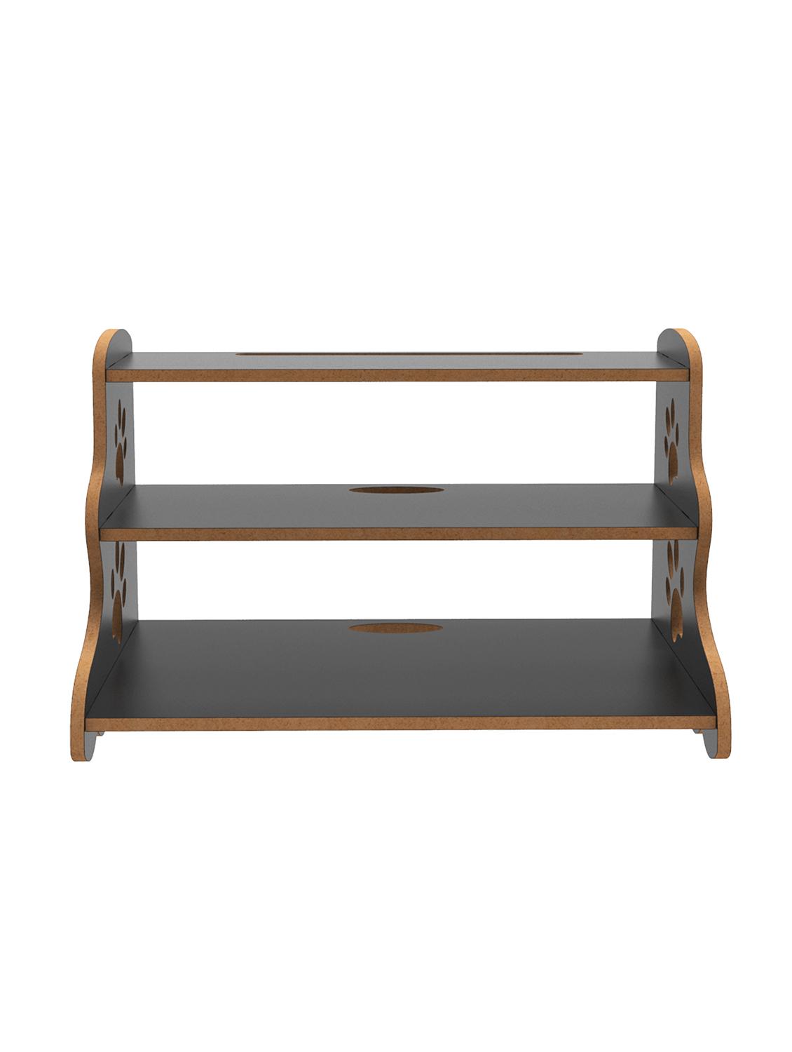 home sparkle mdf wall shelve | wall mounted floating 3 tier wall shelf / set top box holder (dark brown) - 18080945 - Standard Image - 2